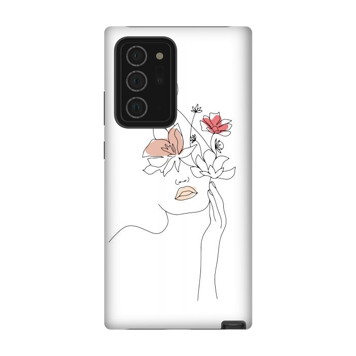 Galaxy Note 20 Ultra StrongFit Lineart Girl Flowers by DaDo ART
