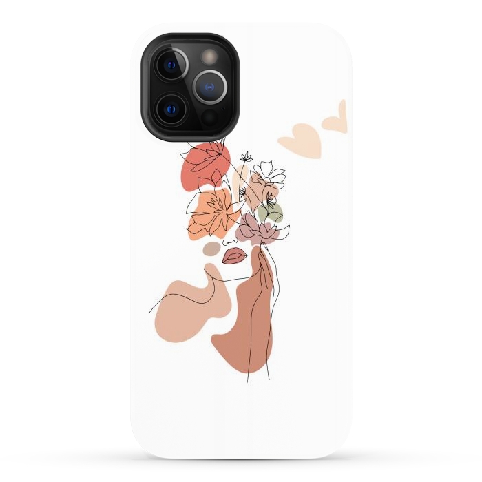 iPhone 12 Pro Max StrongFit Lineart Girl With Flowers by DaDo ART