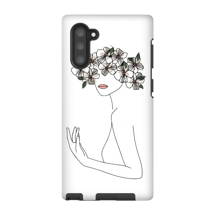 Galaxy Note 10 StrongFit Lineart - Nymph Girl Floral by DaDo ART