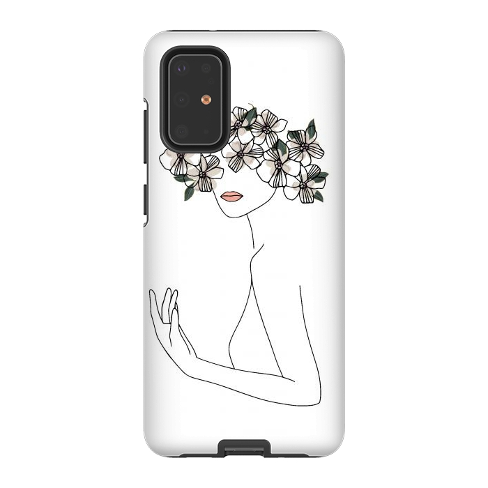 Galaxy S20 Plus StrongFit Lineart - Nymph Girl Floral by DaDo ART