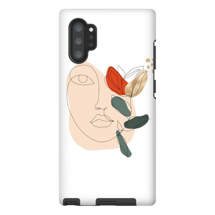 Galaxy Note 10 plus StrongFit Lineart Face Floral  by DaDo ART