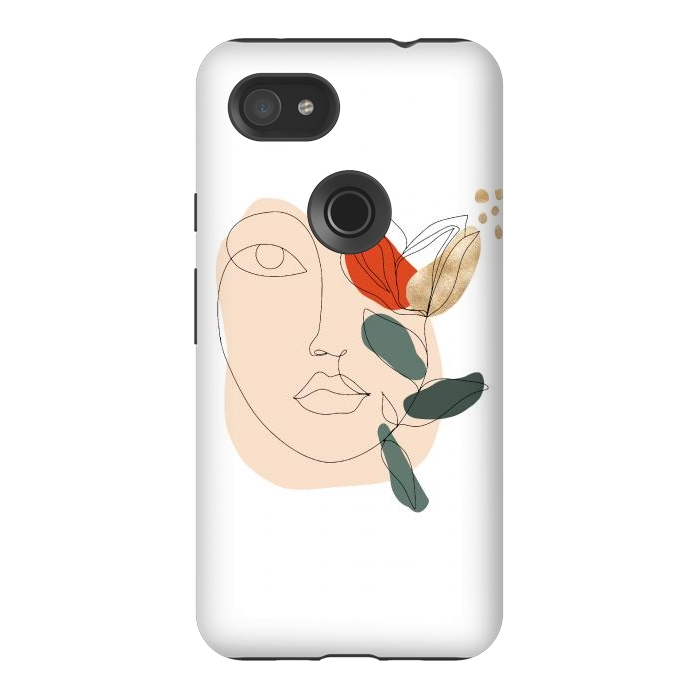 Pixel 3AXL StrongFit Lineart Face Floral  by DaDo ART