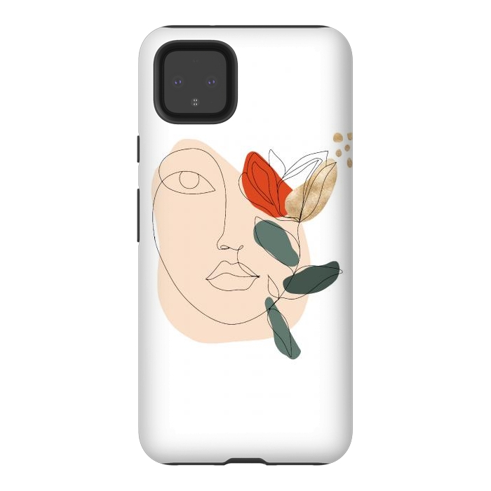 Pixel 4XL StrongFit Lineart Face Floral  by DaDo ART