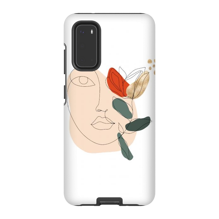 Galaxy S20 StrongFit Lineart Face Floral  by DaDo ART