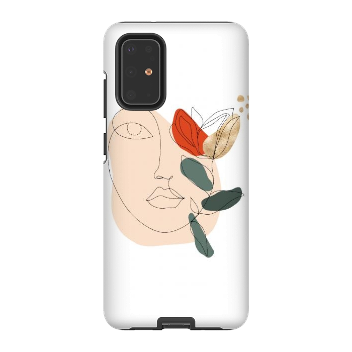 Galaxy S20 Plus StrongFit Lineart Face Floral  by DaDo ART