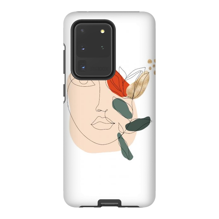 Galaxy S20 Ultra StrongFit Lineart Face Floral  by DaDo ART