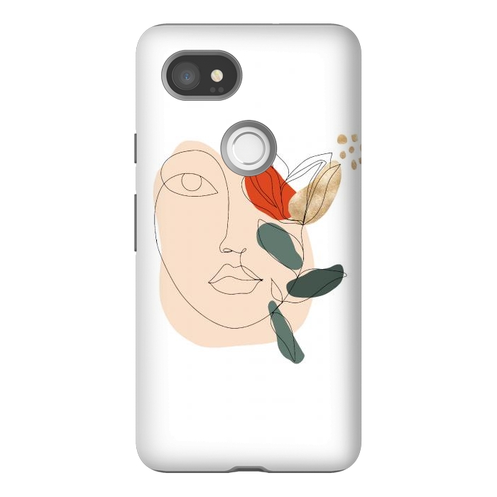Pixel 2XL StrongFit Lineart Face Floral  by DaDo ART