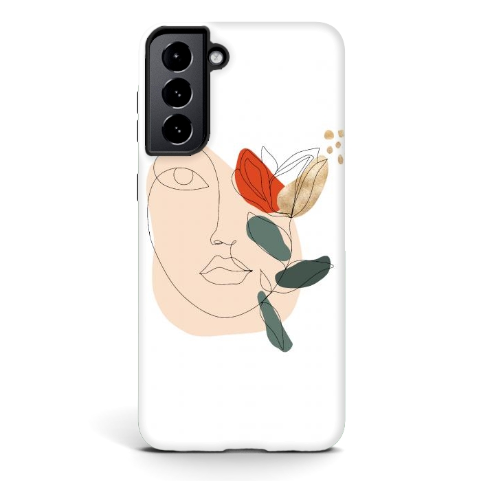 Galaxy S21 plus StrongFit Lineart Face Floral  by DaDo ART