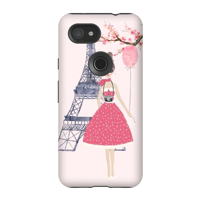Pixel 3A StrongFit Trendy Girl in Spring in Paris by DaDo ART