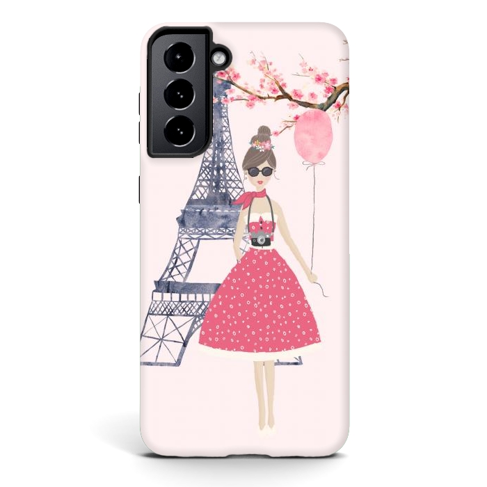 Galaxy S21 StrongFit Trendy Girl in Spring in Paris by DaDo ART
