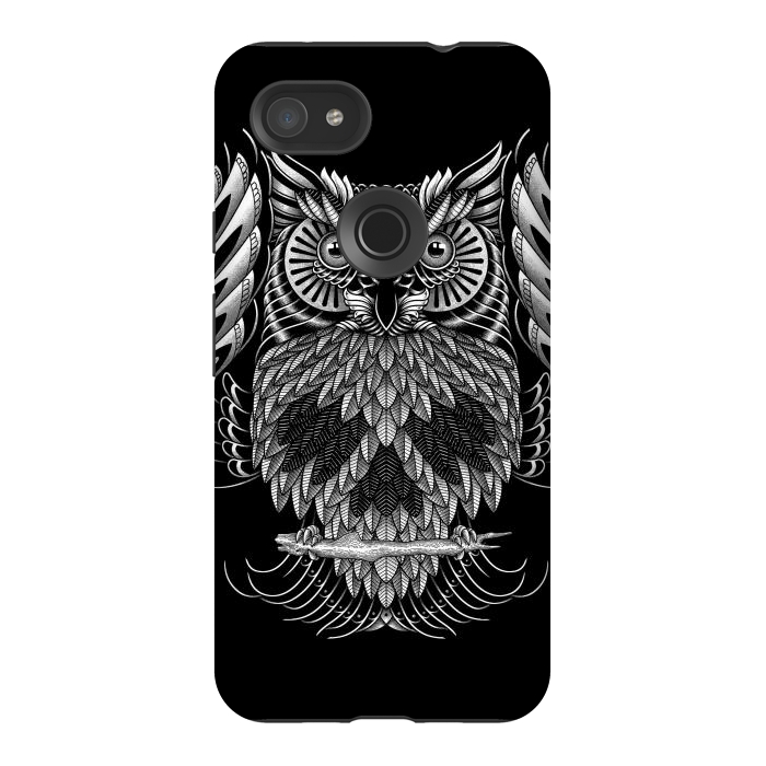 Pixel 3AXL StrongFit Owl Skull Ornate (Dark) by Afif Quilimo