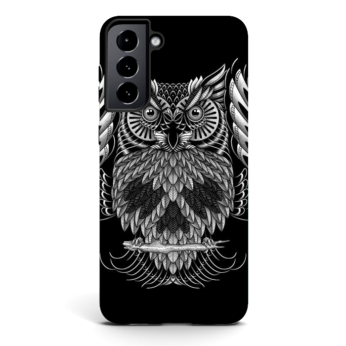 Galaxy S21 StrongFit Owl Skull Ornate (Dark) by Afif Quilimo
