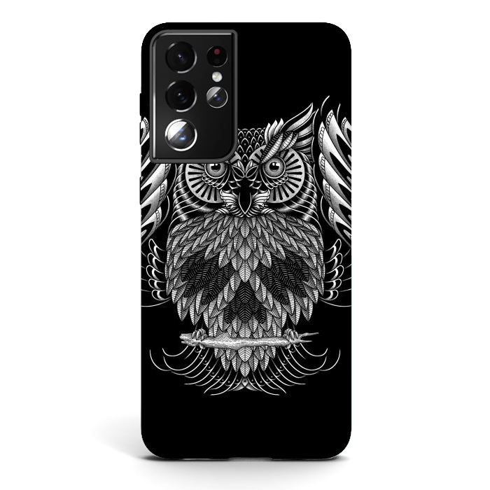 Galaxy S21 ultra StrongFit Owl Skull Ornate (Dark) by Afif Quilimo