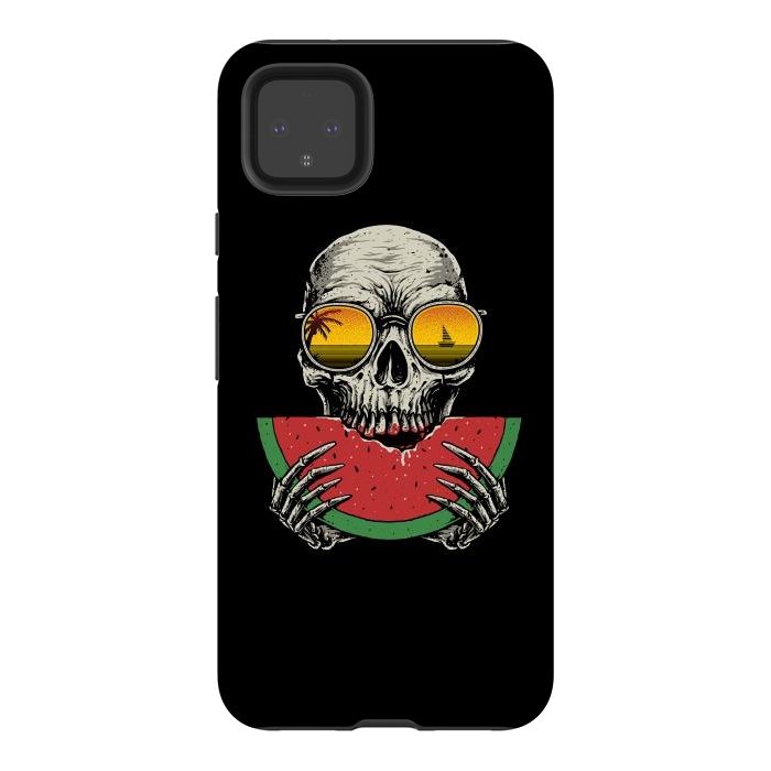 Pixel 4XL StrongFit Watermelon Skull by Afif Quilimo