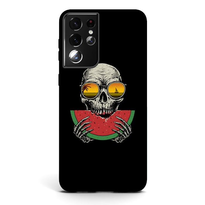 Galaxy S21 ultra StrongFit Watermelon Skull by Afif Quilimo