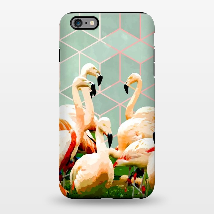 iPhone 6/6s plus StrongFit Flamingle Abstract Digital, Flamingo Wildlife Painting, Birds Geometric Collage by Uma Prabhakar Gokhale