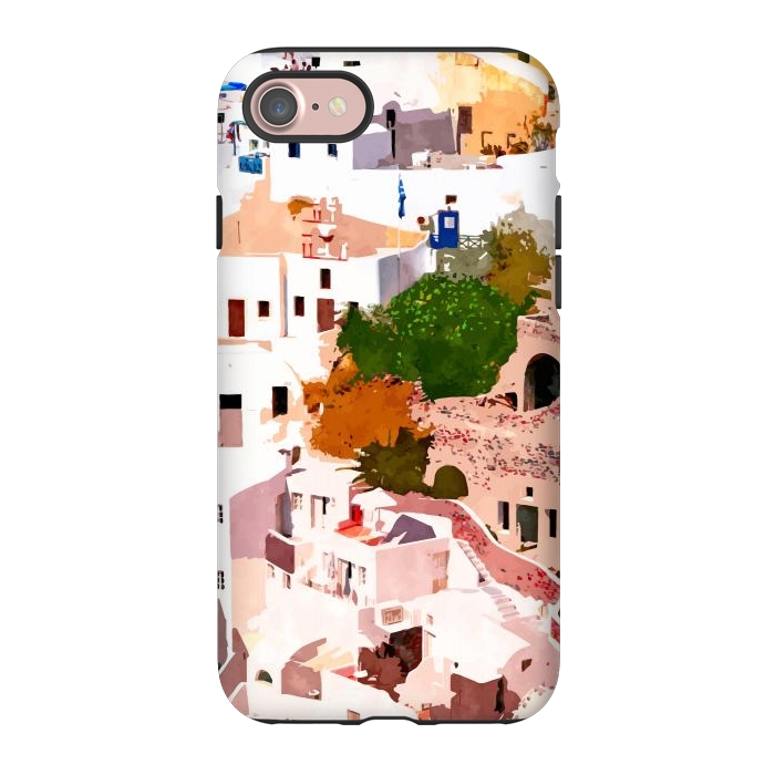 iPhone 7 StrongFit Travel Far Enough, You Meet Yourself Illustration, Spain Citiscape Architecture Painting, Buildings by Uma Prabhakar Gokhale