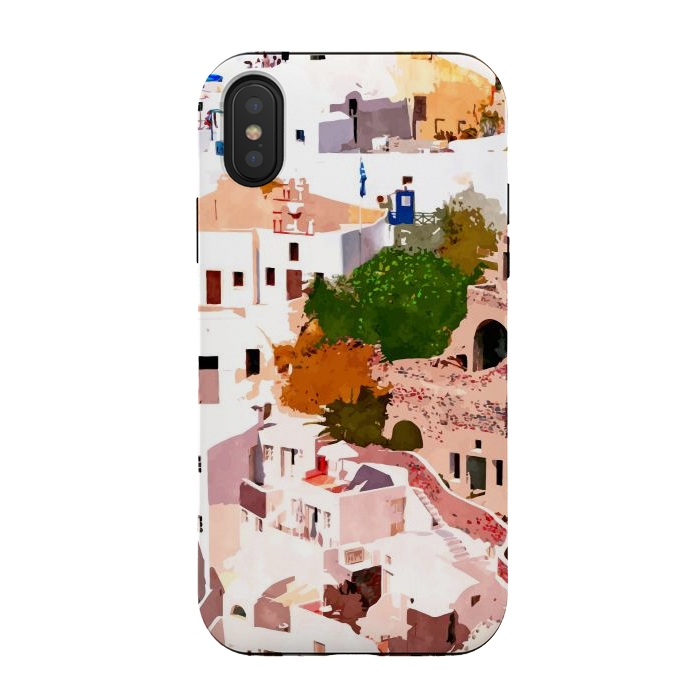 iPhone Xs / X StrongFit Travel Far Enough, You Meet Yourself Illustration, Spain Citiscape Architecture Painting, Buildings by Uma Prabhakar Gokhale
