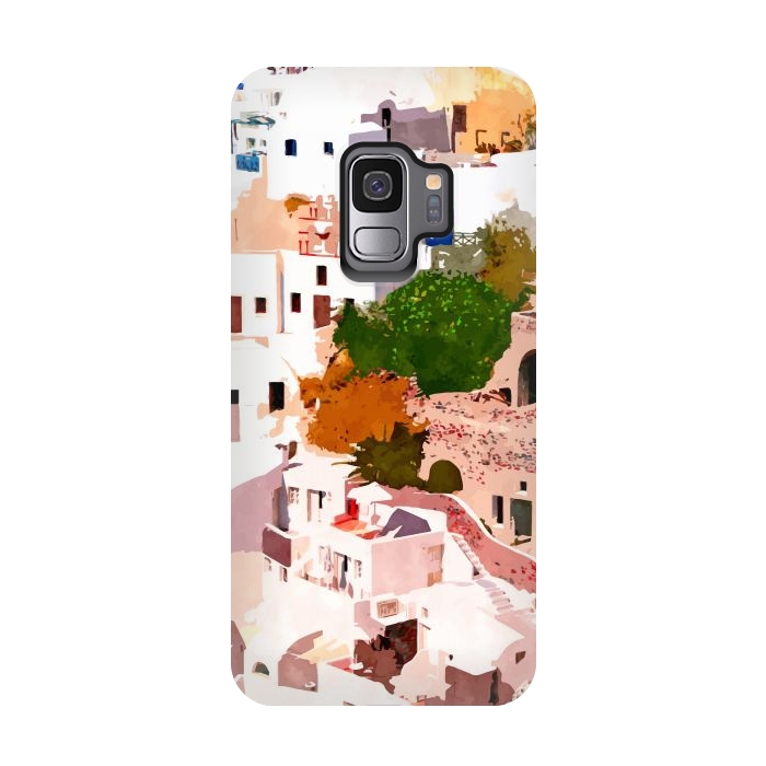 Galaxy S9 StrongFit Travel Far Enough, You Meet Yourself Illustration, Spain Citiscape Architecture Painting, Buildings by Uma Prabhakar Gokhale