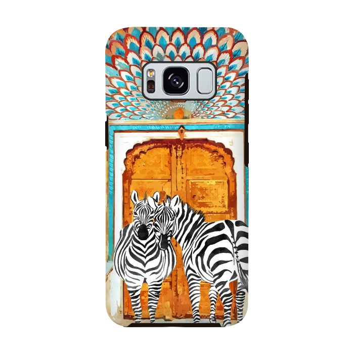 Galaxy S8 StrongFit Take Your Stripes Wherever You Go Painting, Zebra Wildlife Architecture, Indian Palace Door Painting by Uma Prabhakar Gokhale