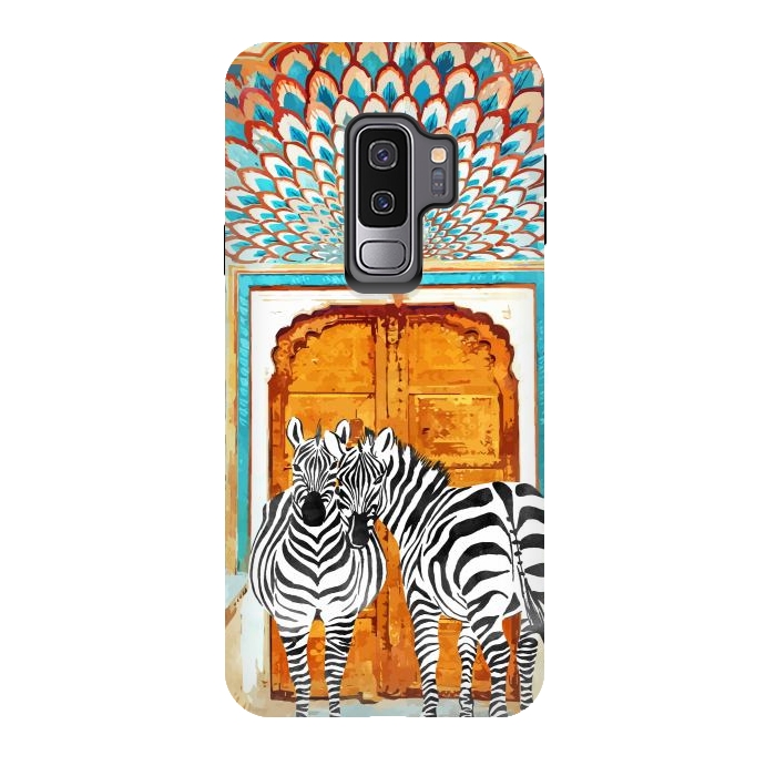 Galaxy S9 plus StrongFit Take Your Stripes Wherever You Go Painting, Zebra Wildlife Architecture, Indian Palace Door Painting by Uma Prabhakar Gokhale