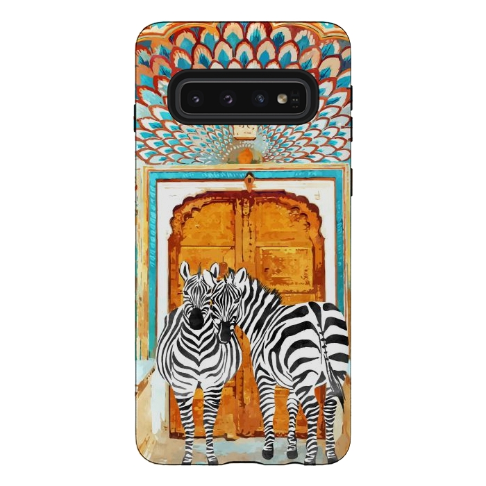 Galaxy S10 StrongFit Take Your Stripes Wherever You Go Painting, Zebra Wildlife Architecture, Indian Palace Door Painting by Uma Prabhakar Gokhale