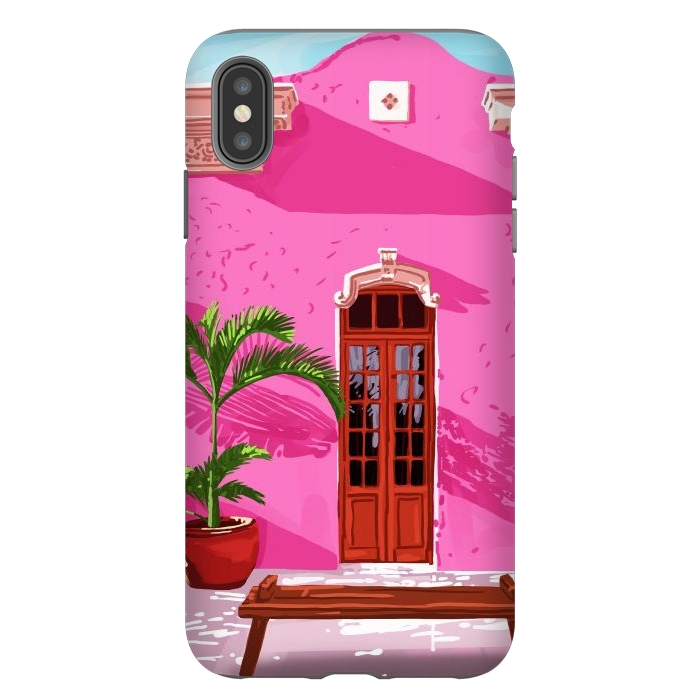 iPhone Xs Max StrongFit Pink Building Architecture | Pop Art Travel House Painting | Modern Bohemian Décor Spain Palace by Uma Prabhakar Gokhale