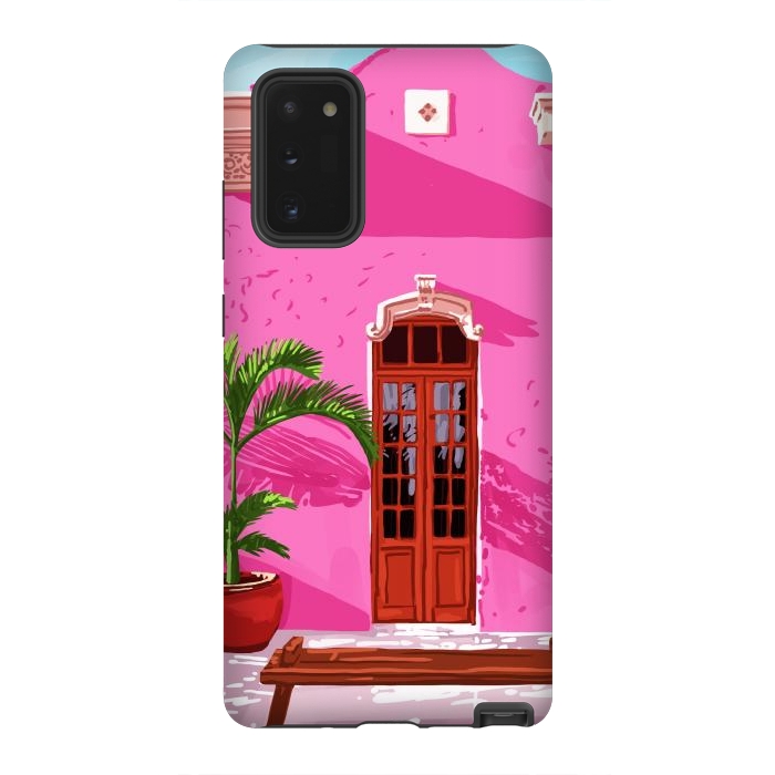 Galaxy Note 20 StrongFit Pink Building Architecture | Pop Art Travel House Painting | Modern Bohemian Décor Spain Palace by Uma Prabhakar Gokhale