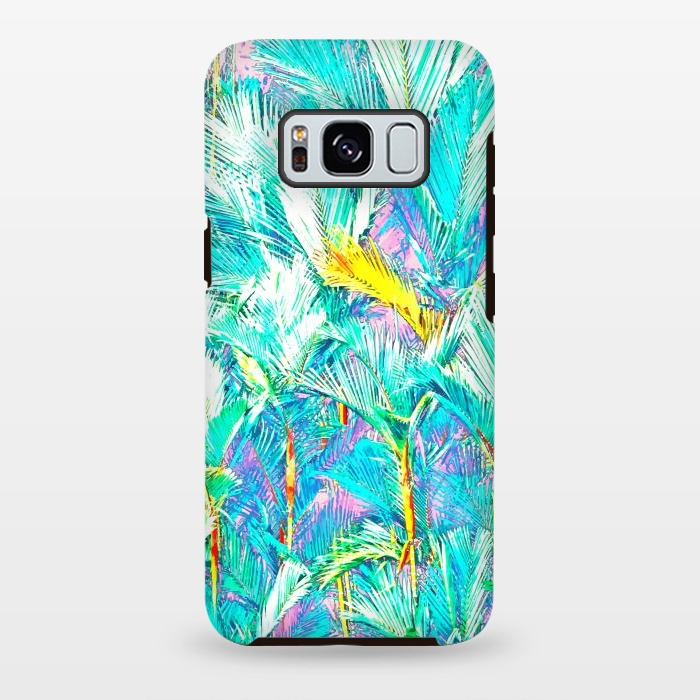Galaxy S8 plus StrongFit Palm Garden, Tropical Nature Jungle Botanical Painting, Bohemian Intricate Pastel Forest by Uma Prabhakar Gokhale