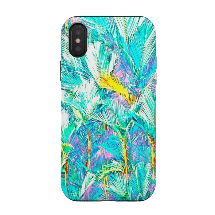 iPhone Xs / X StrongFit Palm Garden, Tropical Nature Jungle Botanical Painting, Bohemian Intricate Pastel Forest by Uma Prabhakar Gokhale