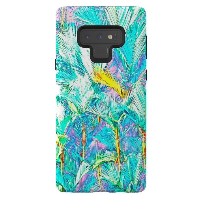 Galaxy Note 9 StrongFit Palm Garden, Tropical Nature Jungle Botanical Painting, Bohemian Intricate Pastel Forest by Uma Prabhakar Gokhale