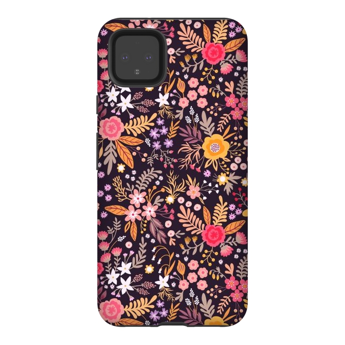 Pixel 4XL StrongFit Branches and Berries on a Black Background by ArtsCase