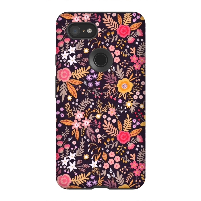 Pixel 3XL StrongFit Branches and Berries on a Black Background by ArtsCase