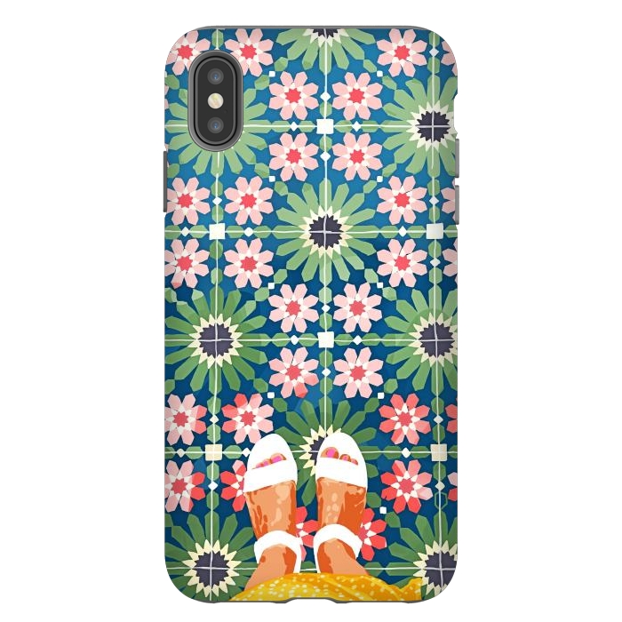 iPhone Xs Max StrongFit For The Love of Tiles | Moroccan Modern Bohemian Décor | Exotic Travel Watercolor Painting by Uma Prabhakar Gokhale