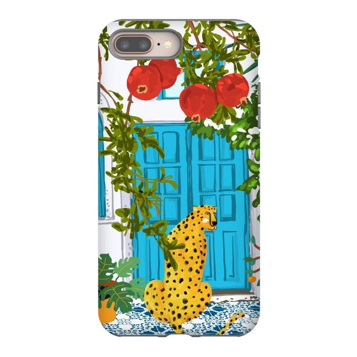 iPhone 7 plus StrongFit Cheetah Home, Morocco Architecture Illustration, Greece Cats Tropical Urban Jungle Pomegranate by Uma Prabhakar Gokhale