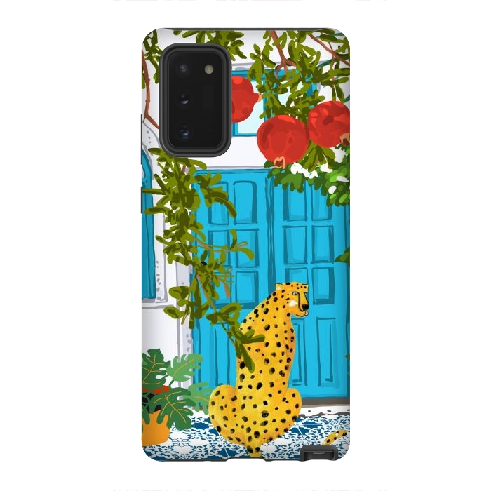 Galaxy Note 20 StrongFit Cheetah Home, Morocco Architecture Illustration, Greece Cats Tropical Urban Jungle Pomegranate by Uma Prabhakar Gokhale