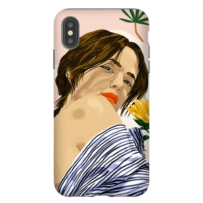 iPhone Xs Max StrongFit I Travel, I Become  Morocco Architecture Illustration, Bohemian Woman Tropical Sunflower Boho Palm by Uma Prabhakar Gokhale