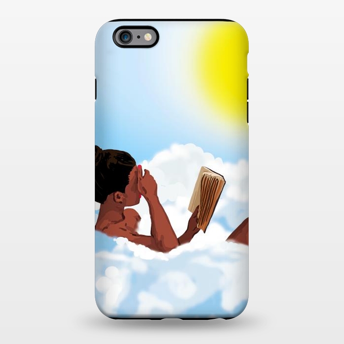 iPhone 6/6s plus StrongFit Reading on Clouds, Black Woman Summer Sunny Day Book Painting, Bohemian Nude by Uma Prabhakar Gokhale