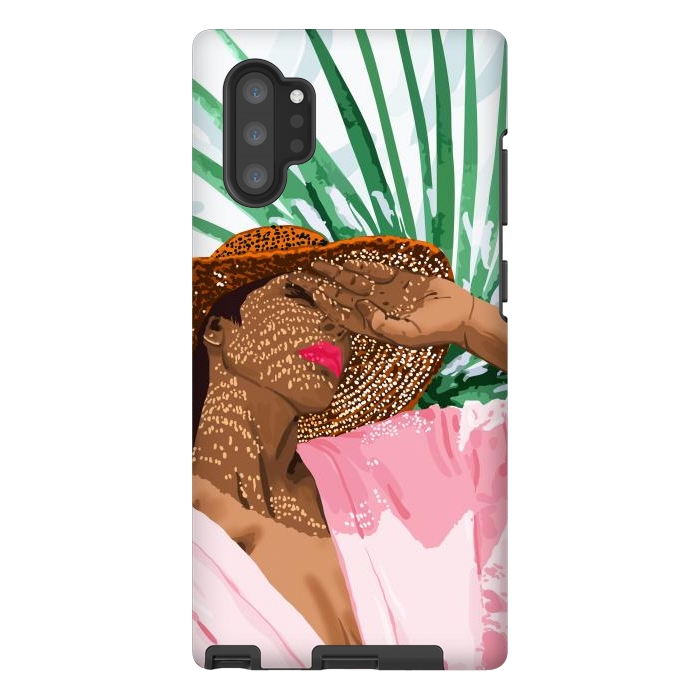 Galaxy Note 10 plus StrongFit Sunshine in My Soul | Black Woman Tropical Travel | Modern Boho Palm Summer Vacation Fashion by Uma Prabhakar Gokhale