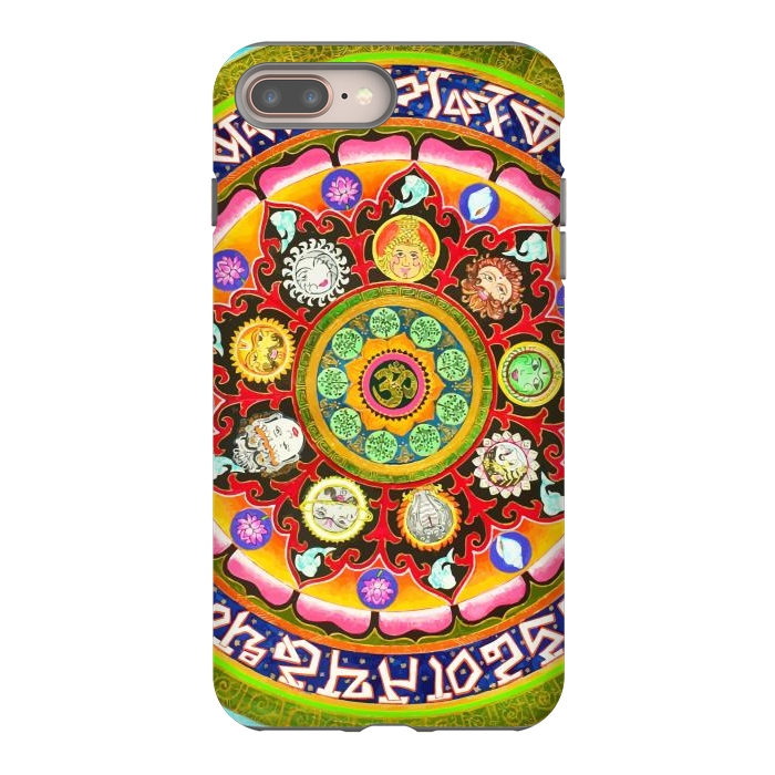iPhone 7 plus StrongFit Chakra Mandala, Ayurveda Yoga Aum, Eclectic Colorful Bohemian Sun Sign Moon Sign Zodiac Astrology by Uma Prabhakar Gokhale