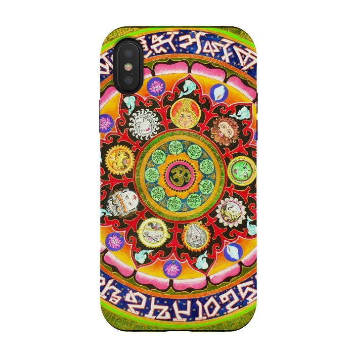 iPhone Xs / X StrongFit Chakra Mandala, Ayurveda Yoga Aum, Eclectic Colorful Bohemian Sun Sign Moon Sign Zodiac Astrology by Uma Prabhakar Gokhale