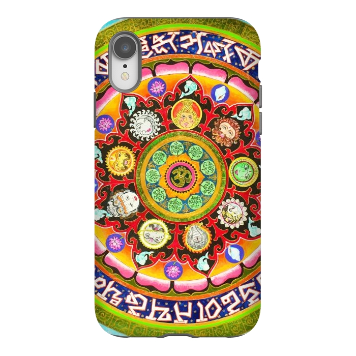 iPhone Xr StrongFit Chakra Mandala, Ayurveda Yoga Aum, Eclectic Colorful Bohemian Sun Sign Moon Sign Zodiac Astrology by Uma Prabhakar Gokhale