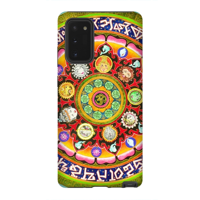 Galaxy Note 20 StrongFit Chakra Mandala, Ayurveda Yoga Aum, Eclectic Colorful Bohemian Sun Sign Moon Sign Zodiac Astrology by Uma Prabhakar Gokhale