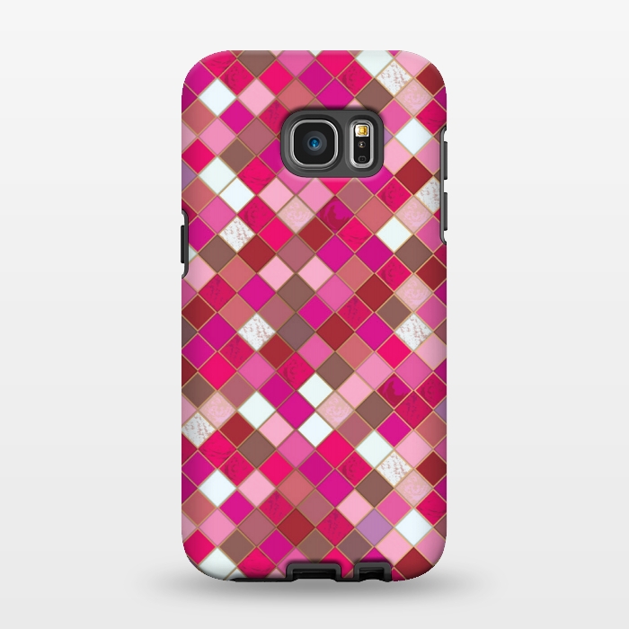 Galaxy S7 EDGE StrongFit pink pretty tiles by MALLIKA