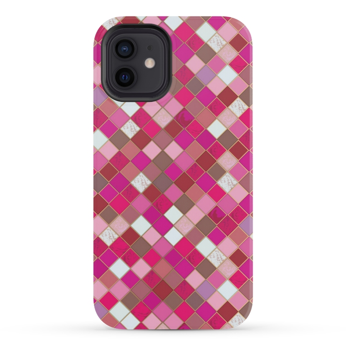 iPhone 12 mini StrongFit pink pretty tiles by MALLIKA