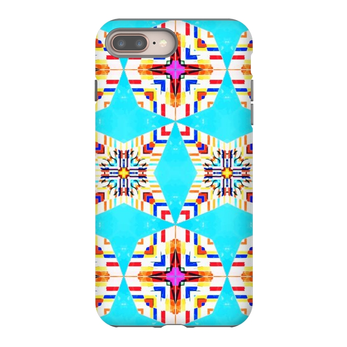 iPhone 7 plus StrongFit Exotic Tiles, Moroccan Teal Kaleidoscope Pattern, Turkish Bohemian Colorful Culture Eclectic Graphic by Uma Prabhakar Gokhale