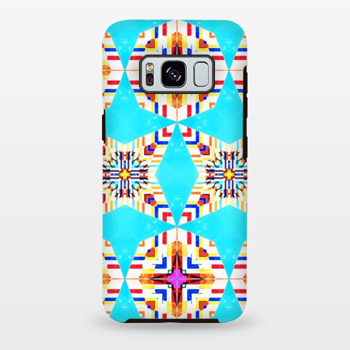 Galaxy S8 plus StrongFit Exotic Tiles, Moroccan Teal Kaleidoscope Pattern, Turkish Bohemian Colorful Culture Eclectic Graphic by Uma Prabhakar Gokhale