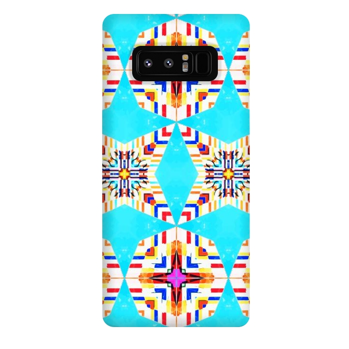 Galaxy Note 8 StrongFit Exotic Tiles, Moroccan Teal Kaleidoscope Pattern, Turkish Bohemian Colorful Culture Eclectic Graphic by Uma Prabhakar Gokhale