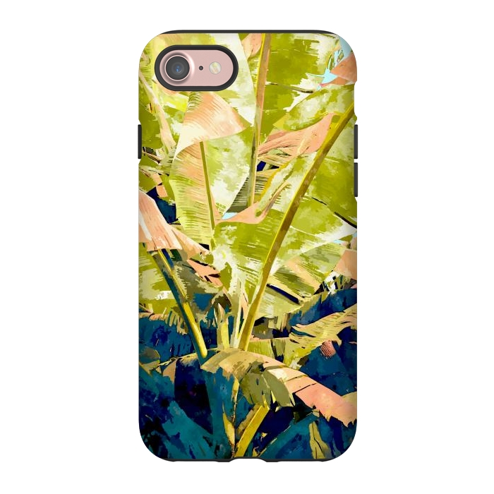 iPhone 7 StrongFit Blush Banana Tree, Tropical Banana Leaves Painting, Watercolor Nature Jungle Botanical Illustration by Uma Prabhakar Gokhale