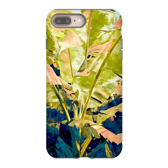 iPhone 7 plus StrongFit Blush Banana Tree, Tropical Banana Leaves Painting, Watercolor Nature Jungle Botanical Illustration by Uma Prabhakar Gokhale
